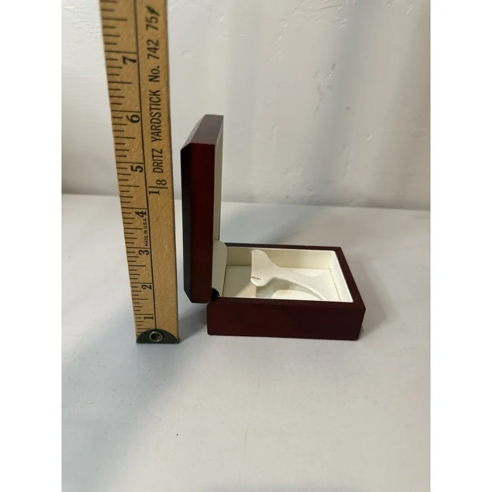 Vintage Wooden T-Bar Earring Box High Gloss Mahogany Finish Cream Leatherette